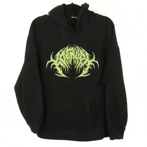 Black Green Glitter Death Metal Cyber Pullover Hoodie